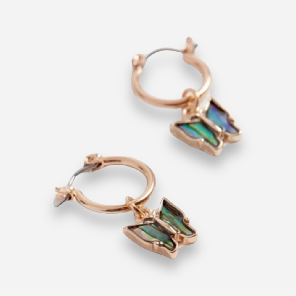 🌸New🌸 Urban Outfitters Bri Mini Butterfly Charm Metal Hoop Earrings OS NEW